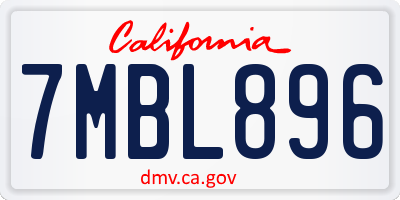CA license plate 7MBL896