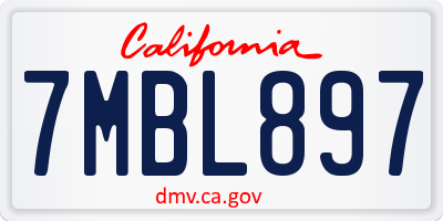 CA license plate 7MBL897