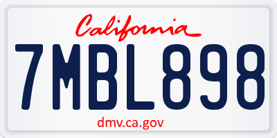 CA license plate 7MBL898