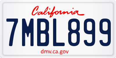 CA license plate 7MBL899