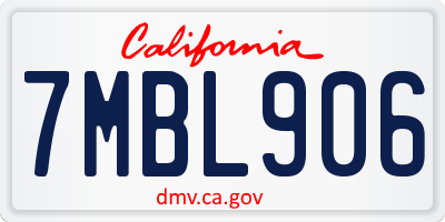 CA license plate 7MBL906
