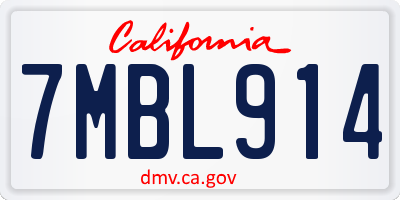 CA license plate 7MBL914