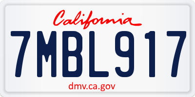 CA license plate 7MBL917