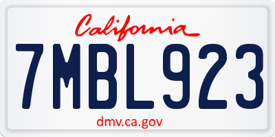 CA license plate 7MBL923