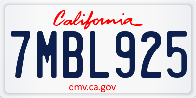 CA license plate 7MBL925