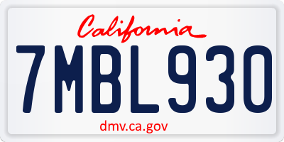 CA license plate 7MBL930
