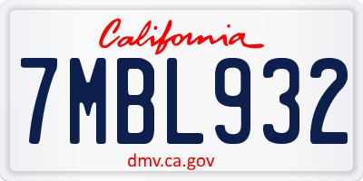 CA license plate 7MBL932