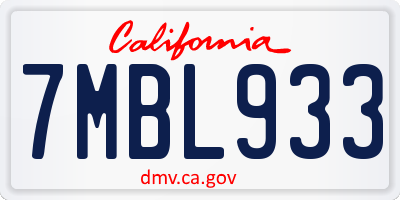 CA license plate 7MBL933