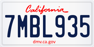 CA license plate 7MBL935