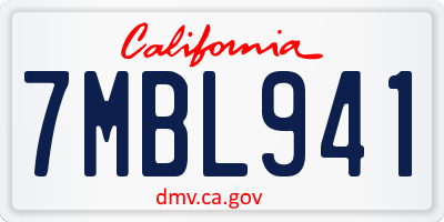 CA license plate 7MBL941