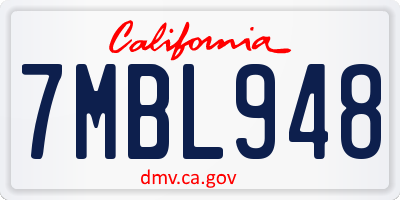 CA license plate 7MBL948