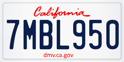 CA license plate 7MBL950