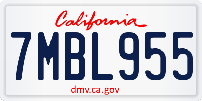 CA license plate 7MBL955