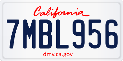 CA license plate 7MBL956