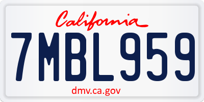 CA license plate 7MBL959