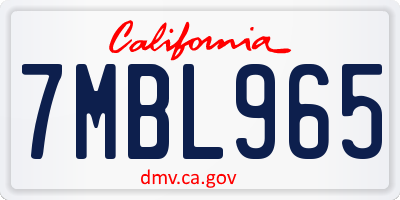 CA license plate 7MBL965