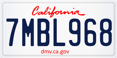 CA license plate 7MBL968