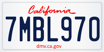 CA license plate 7MBL970
