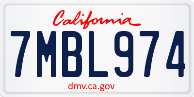 CA license plate 7MBL974