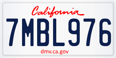 CA license plate 7MBL976