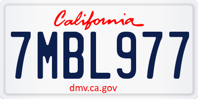 CA license plate 7MBL977