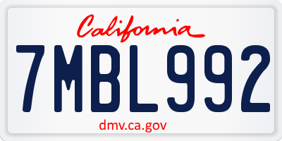 CA license plate 7MBL992