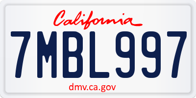 CA license plate 7MBL997