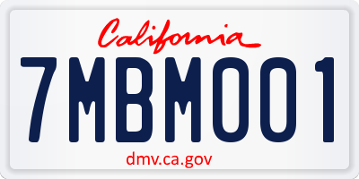 CA license plate 7MBM001