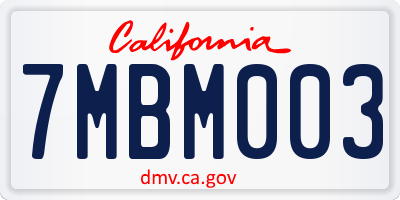 CA license plate 7MBM003