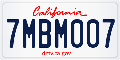 CA license plate 7MBM007