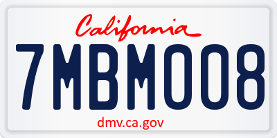 CA license plate 7MBM008
