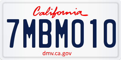 CA license plate 7MBM010