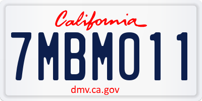 CA license plate 7MBM011