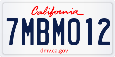 CA license plate 7MBM012