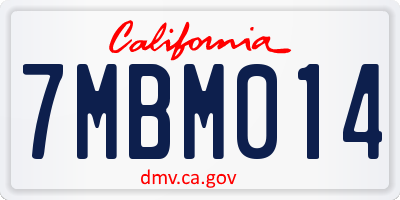 CA license plate 7MBM014