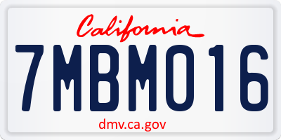 CA license plate 7MBM016