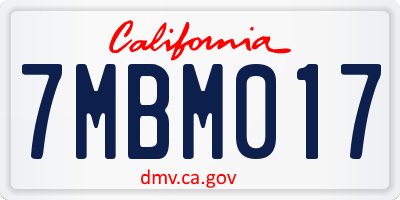 CA license plate 7MBM017