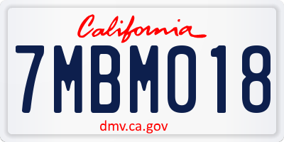 CA license plate 7MBM018