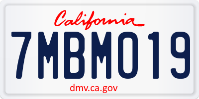 CA license plate 7MBM019
