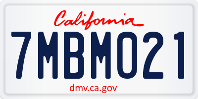 CA license plate 7MBM021
