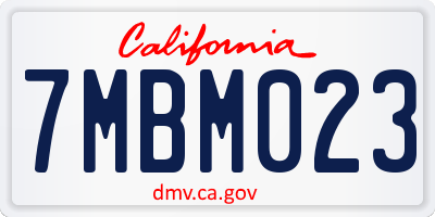 CA license plate 7MBM023