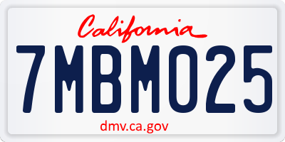 CA license plate 7MBM025