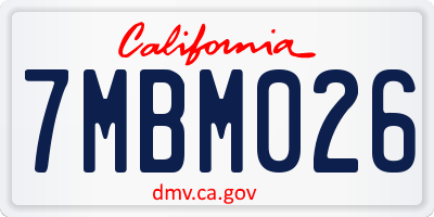 CA license plate 7MBM026