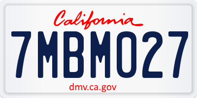 CA license plate 7MBM027