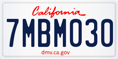 CA license plate 7MBM030