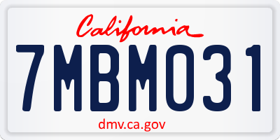 CA license plate 7MBM031