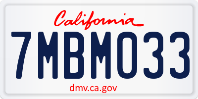 CA license plate 7MBM033