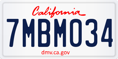 CA license plate 7MBM034