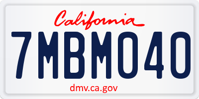 CA license plate 7MBM040
