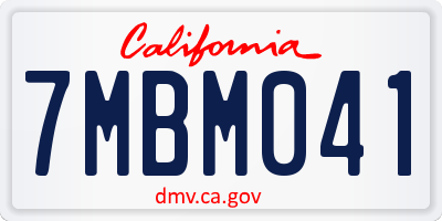 CA license plate 7MBM041
